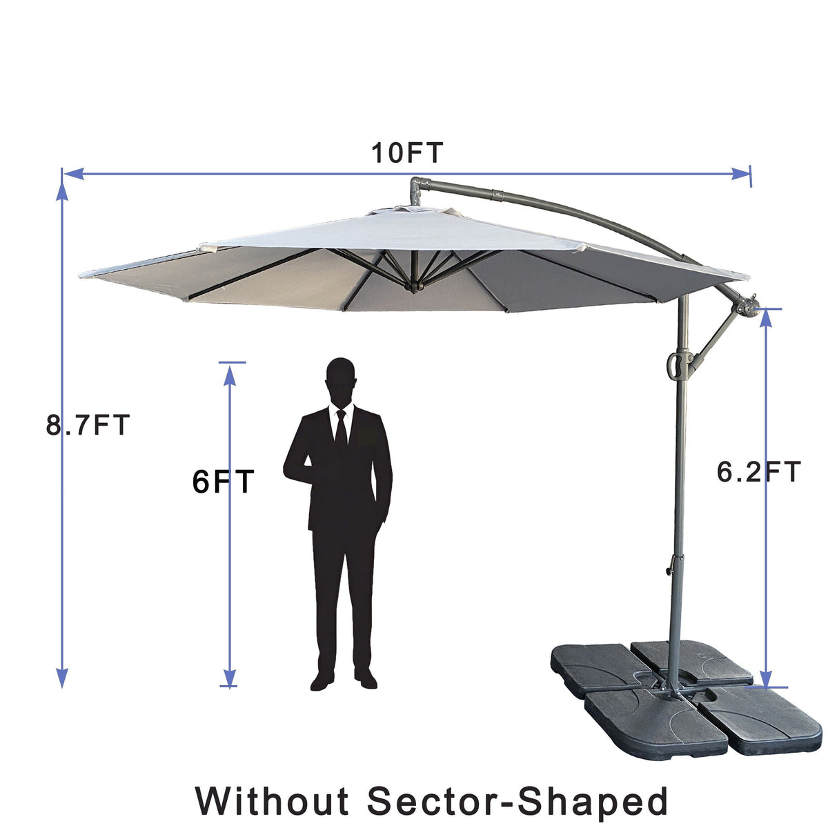 10 Ft Offset Cantilever Umbrella With Crank And Tilt Adjustment For Deck