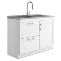 Modern Wide Laundry Cabinet With Faucet And Sink - White