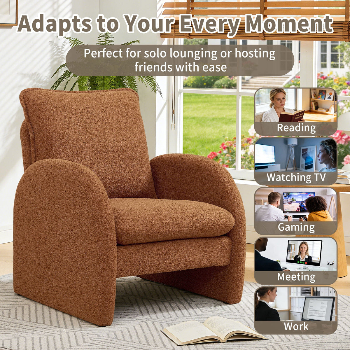 Modern Sherpa Upholstered Accent Chair