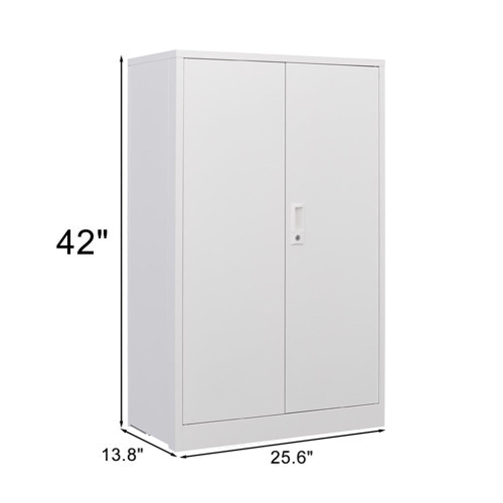 Metal Storage Cabinet With Locking Doors And Adjustable Shelf