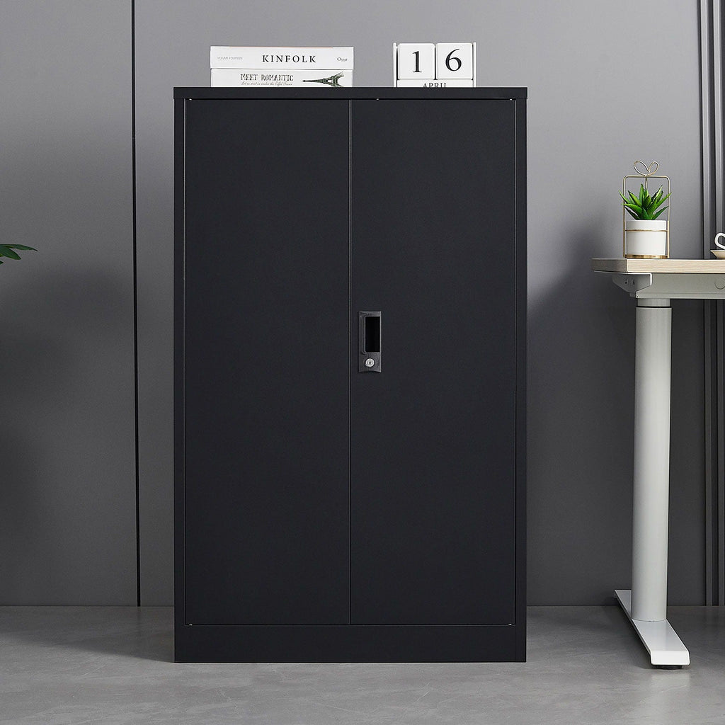 Metal Storage Cabinet With Locking Doors And Adjustable Shelf