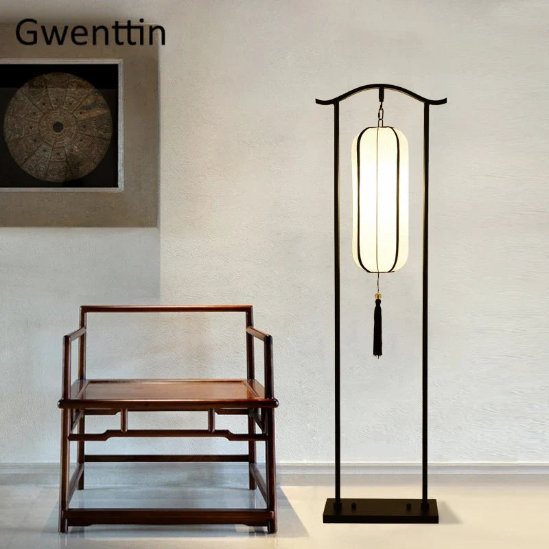 Chinese Classical Lantern Floor Lamps Fabric
