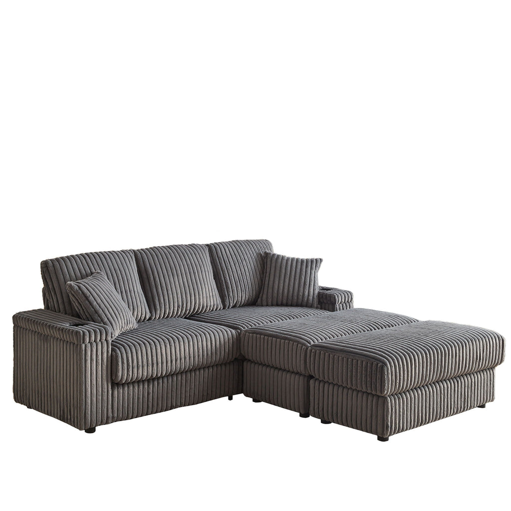3 Seater Sofa With 2 Ottomans For Living Room