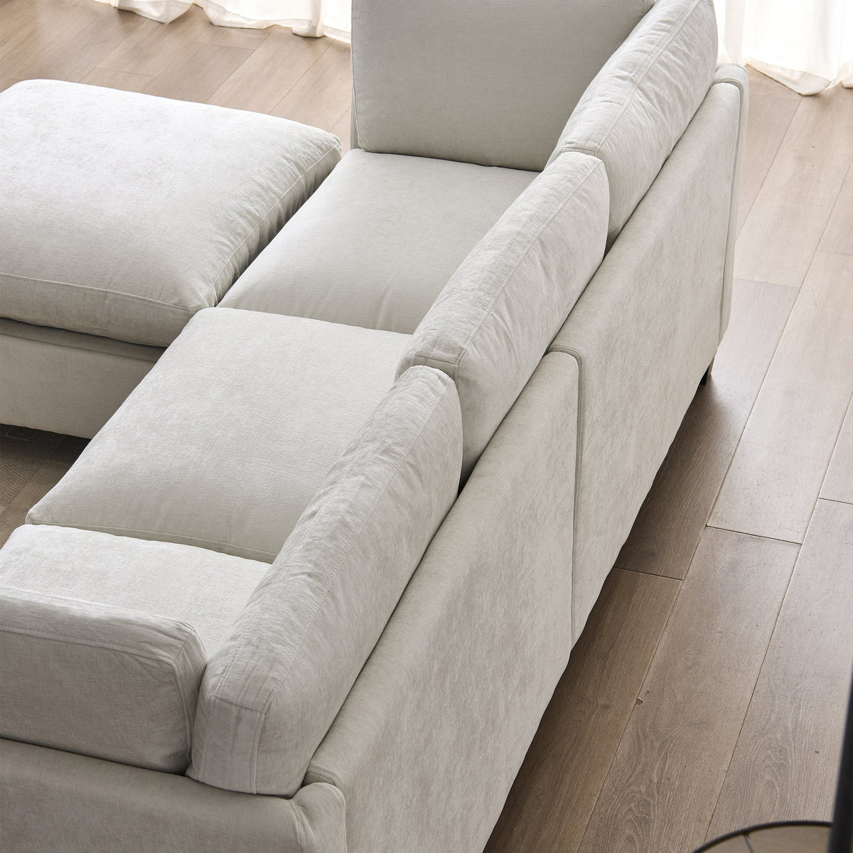 96.5" Sectional Couch, Upholstered Soft Chenille Fabric Sofa