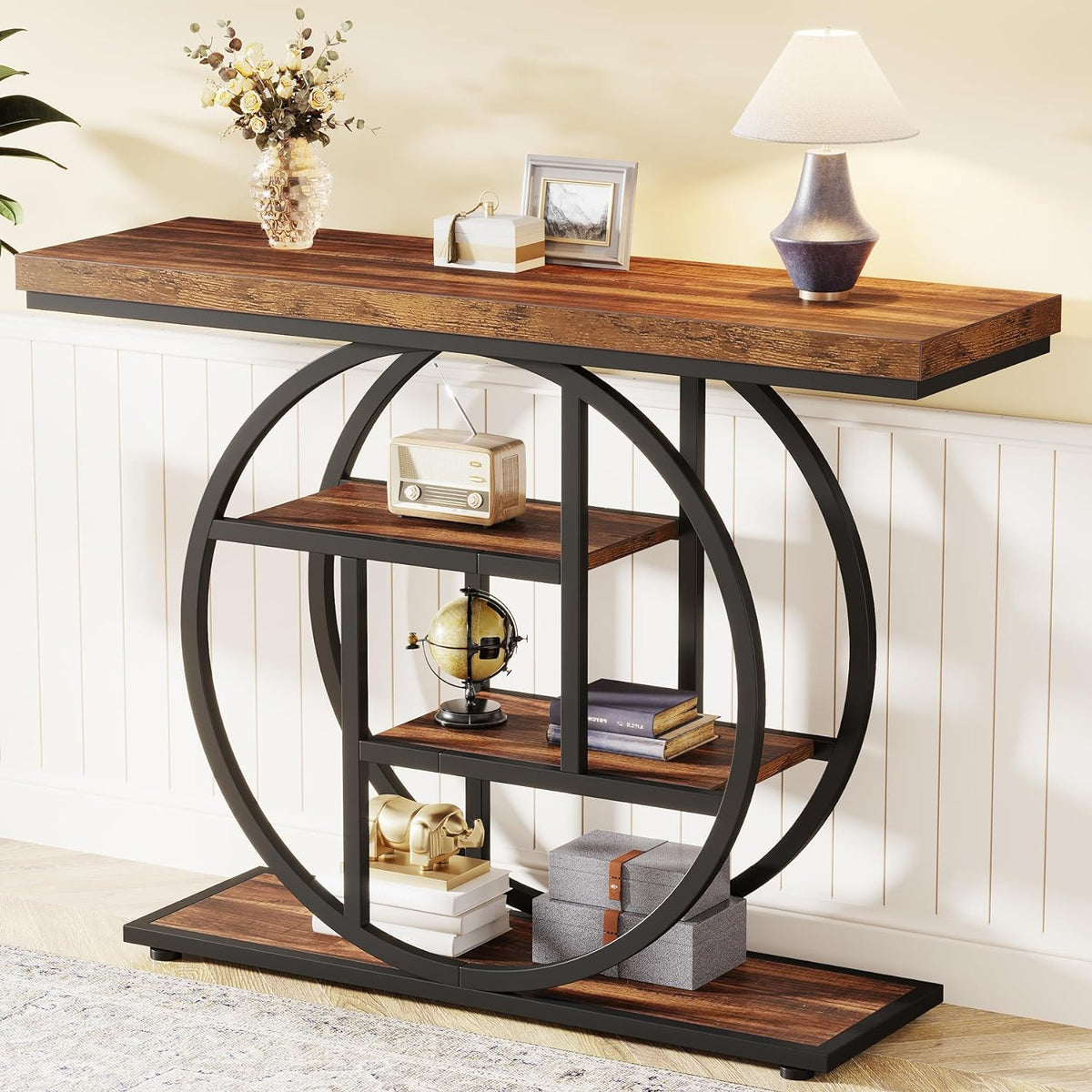 Console Table With 4 Tier Design For Living Hallway