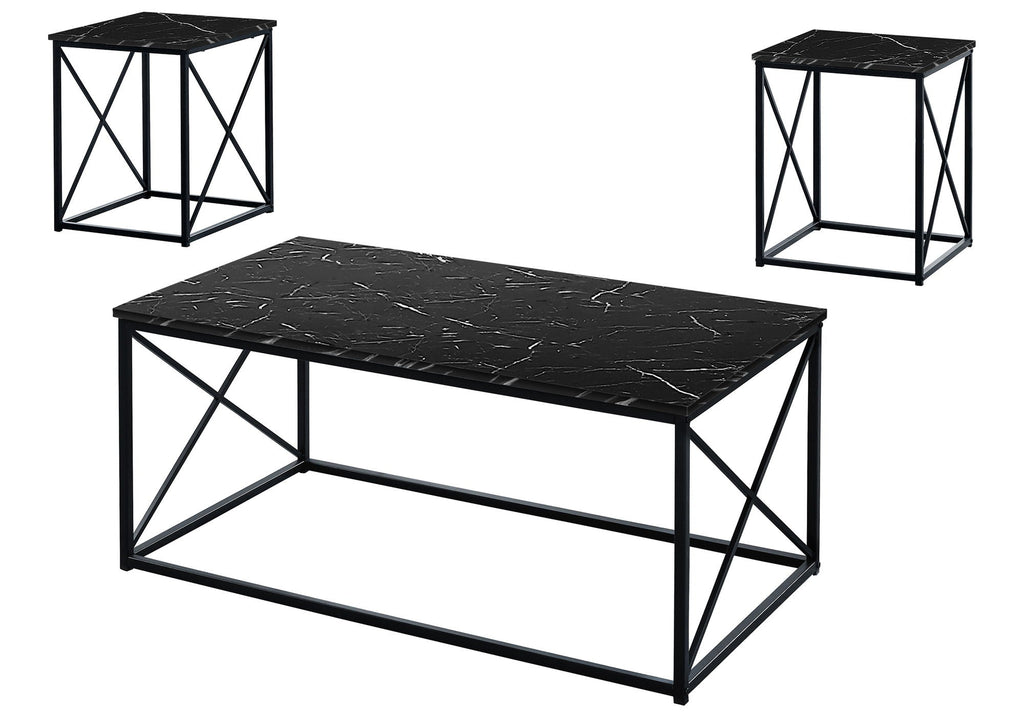 Table Set, Coffee, End, Side, Accent, Marble Look Laminate
