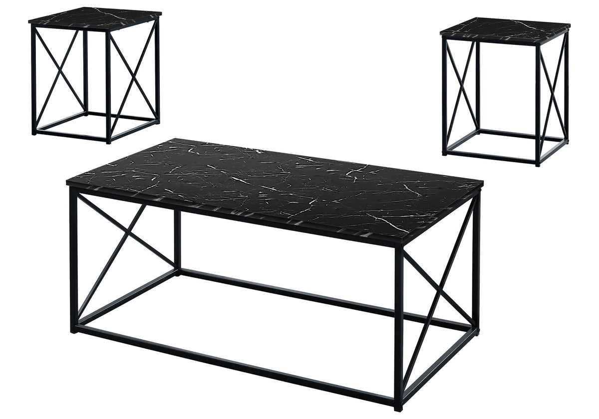 Table Set, Coffee, End, Side, Accent, Marble Look Laminate
