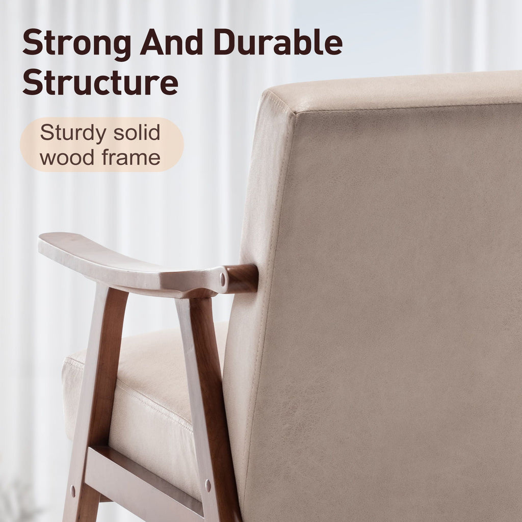 Mid Century Modern Accent Chair With Solid Wood Frame