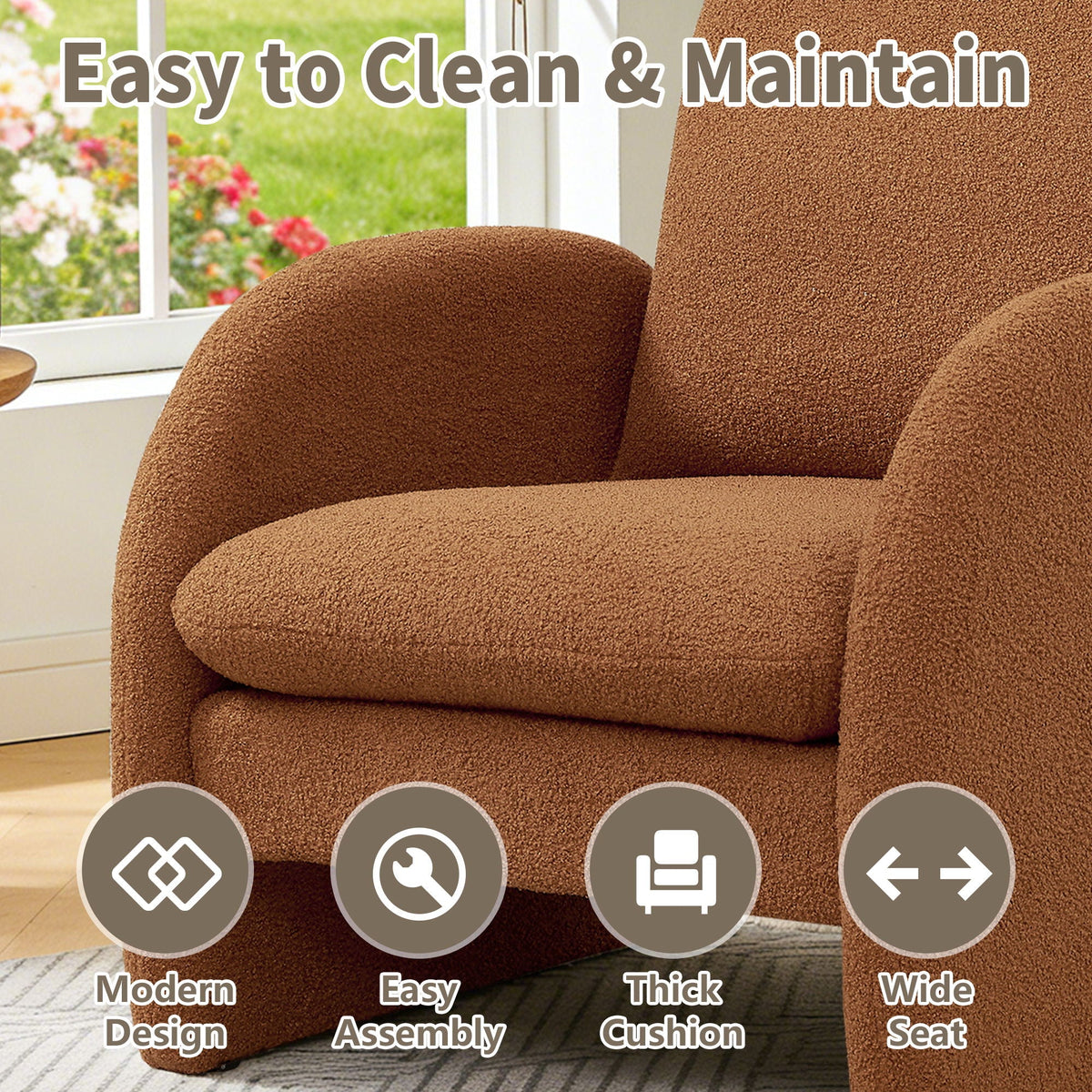 Modern Sherpa Upholstered Accent Chair