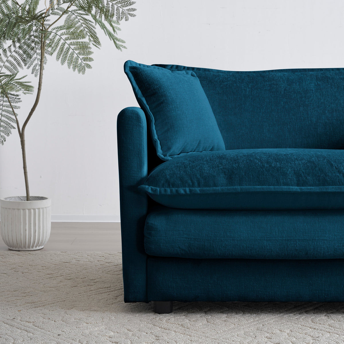 2-Piece Living Room Sofa Set in Blue Chenille