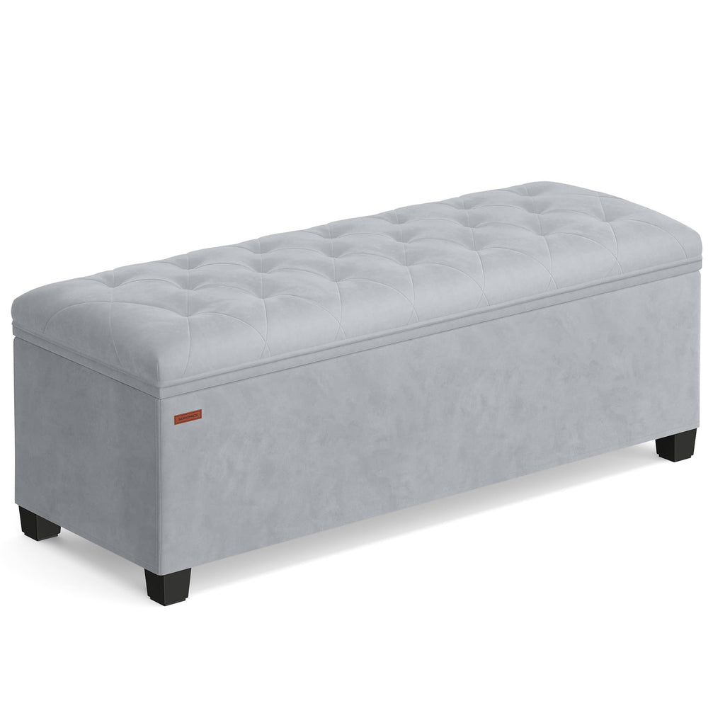 Velvet Storage Ottoman Bench with Legs