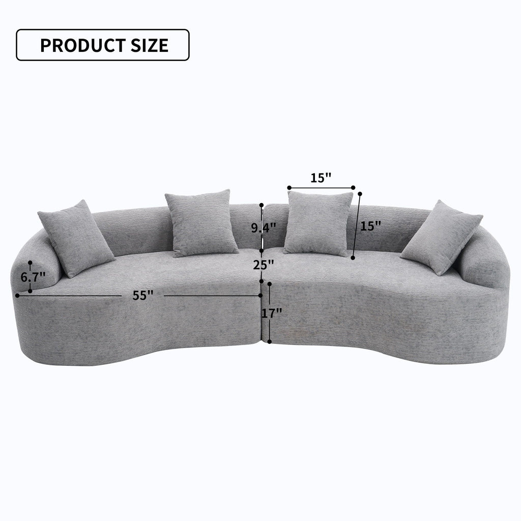 4 Seater Sofa With Fabric, Full Sponge, 4 Pillow, Sleeper Sectional