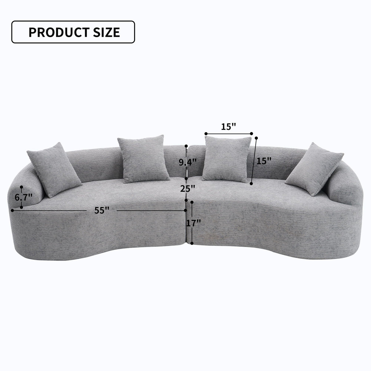 4 Seater Sofa With Fabric, Full Sponge, 4 Pillow, Sleeper Sectional