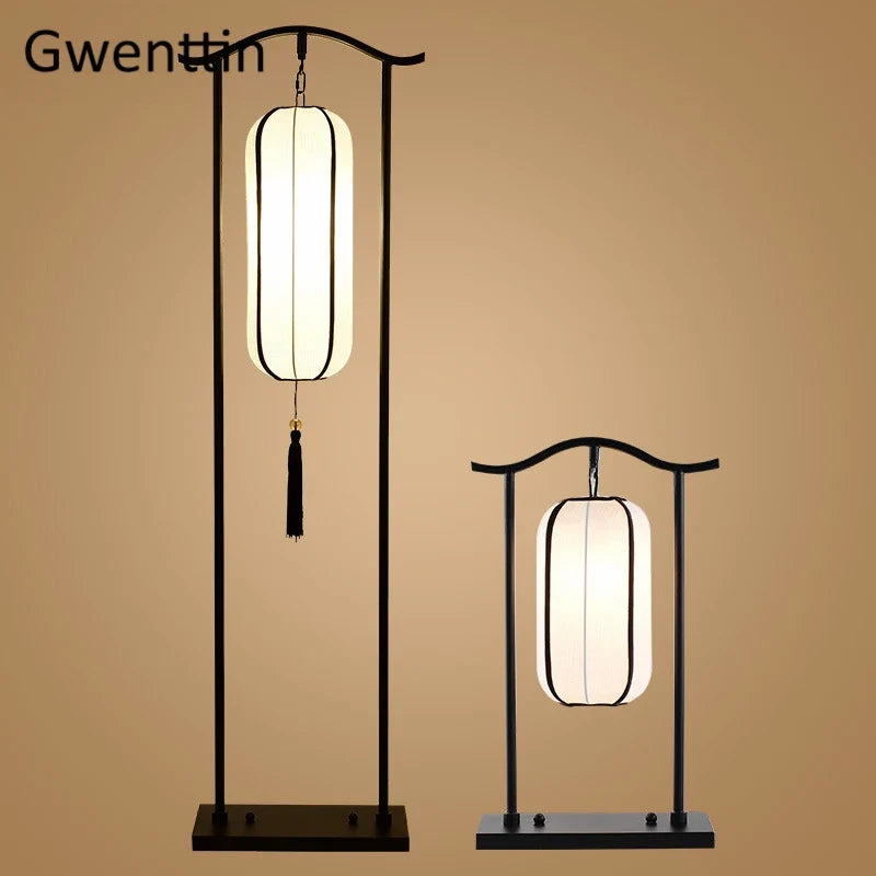 Chinese Classical Lantern Floor Lamps Fabric