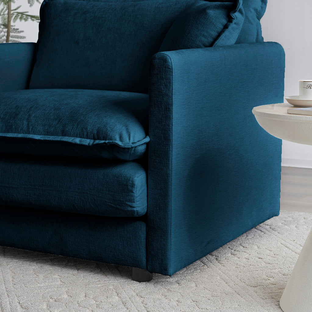 2-Piece Living Room Sofa Set in Blue Chenille