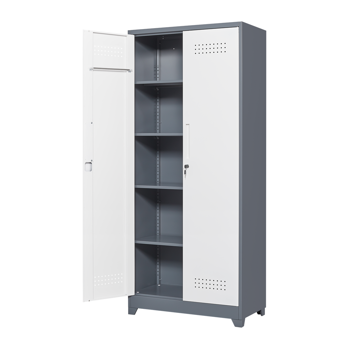 Gray Metal Lockers with Locking Doors