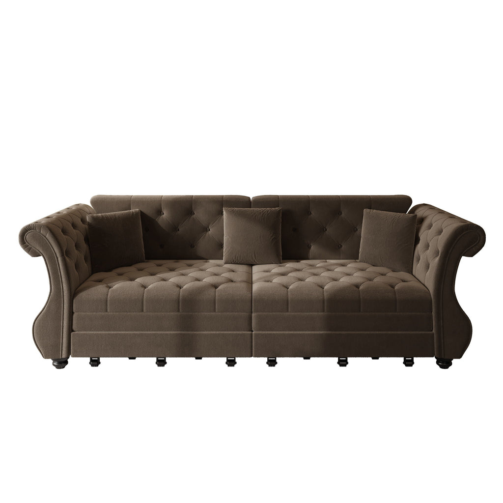 Oversized Chesterfield Pull Out Sofa Bed with Flower Tufting