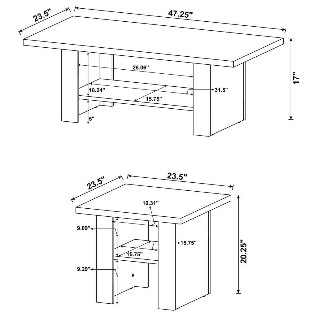 3-piece Engineered Wood Coffee Table Set Black