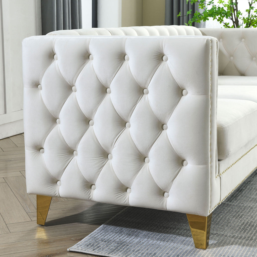 Upholstered Couch Sofa With Button Tufting