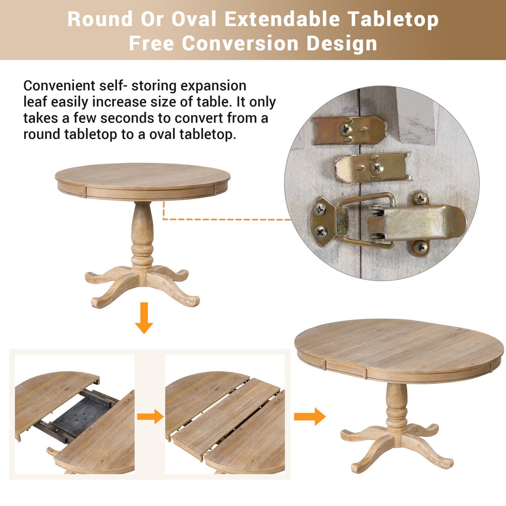 Dining Table Set For 4, Round Table And 4 Chairs