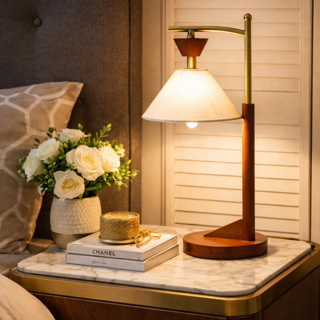 Wooden Bedside Table Lamp