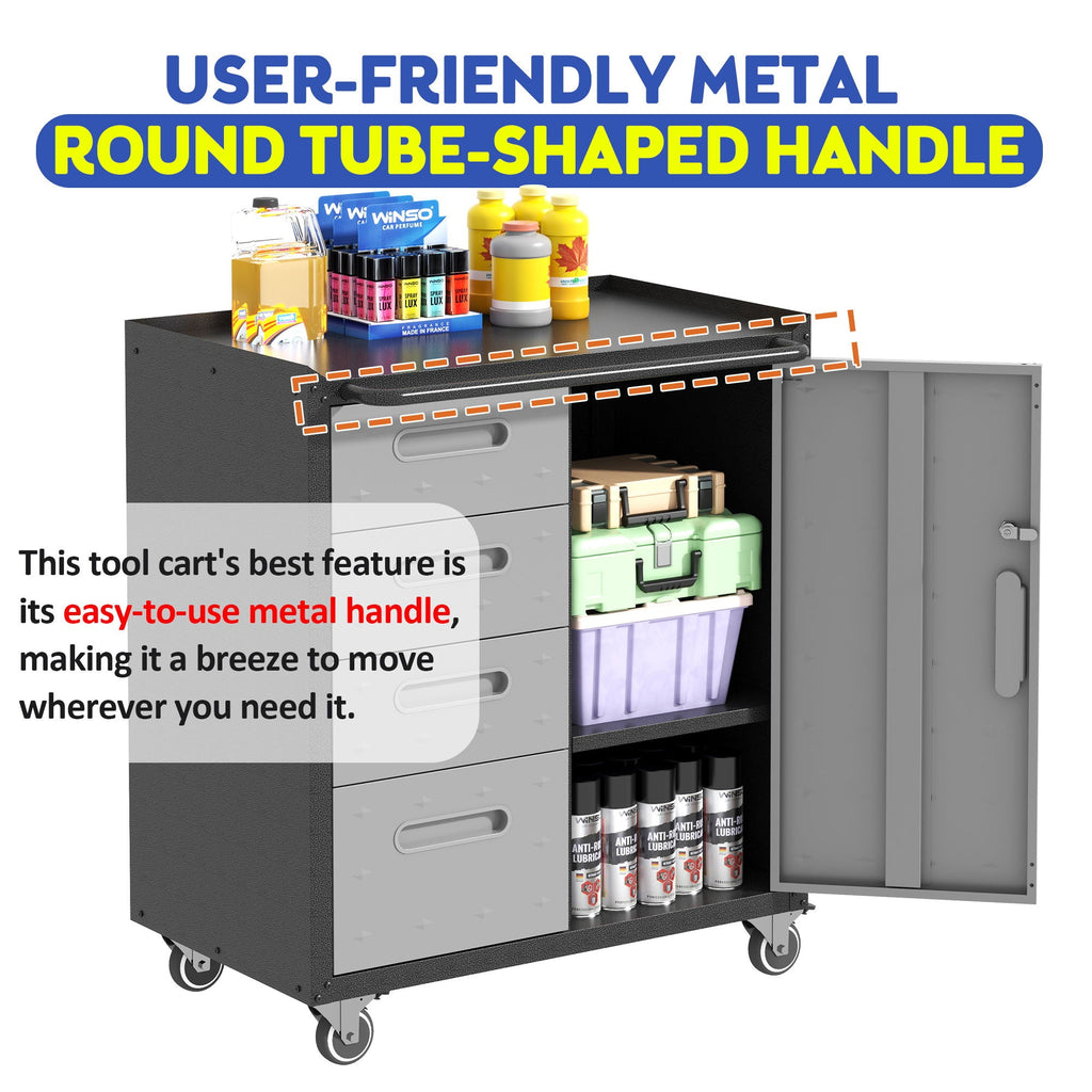 Sturdy Metal Tool Storage Cabinet With Wheels