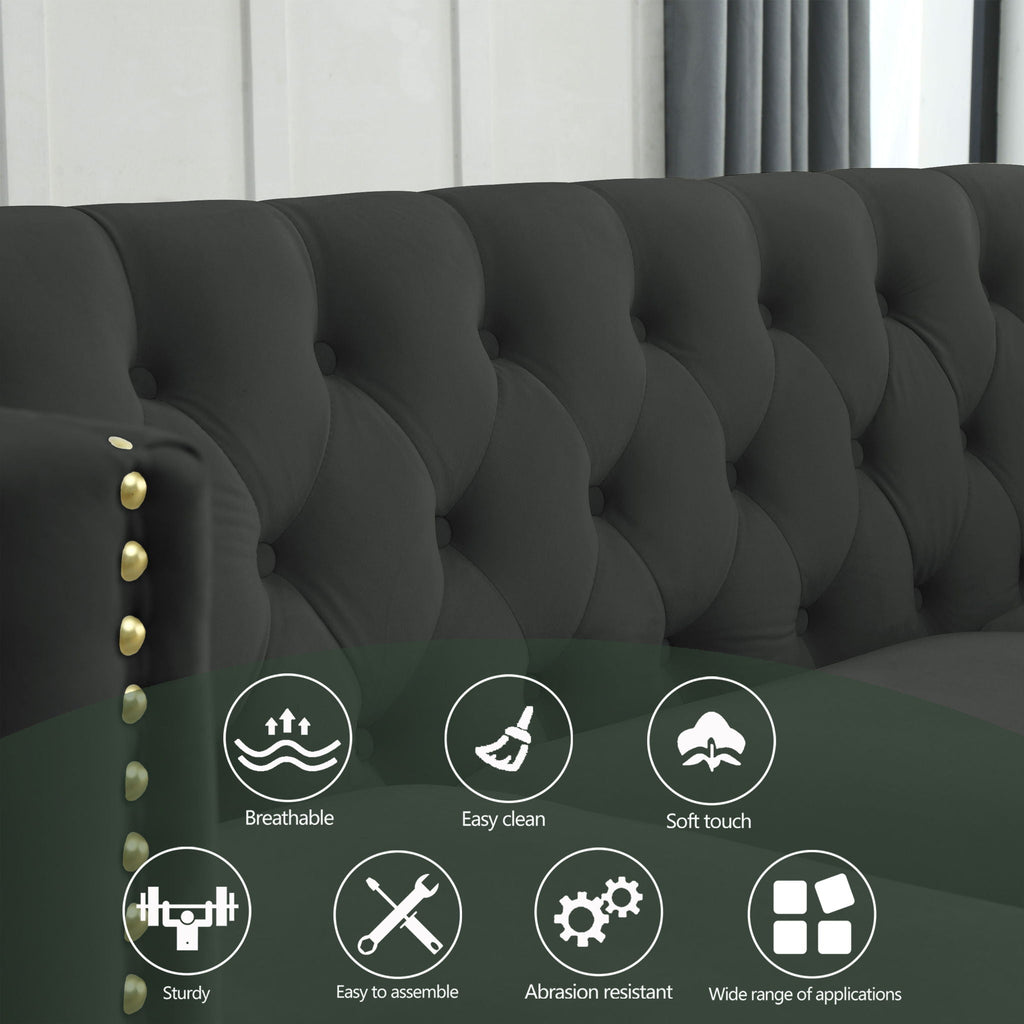 Modern Sofa With Button Tufting, Upholstered Couch For Living Room
