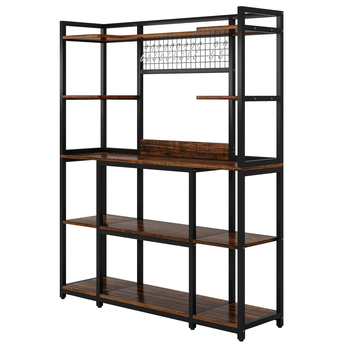 Baker's Rack With Hutch, 5 Tier Kitchen Storage Shelf