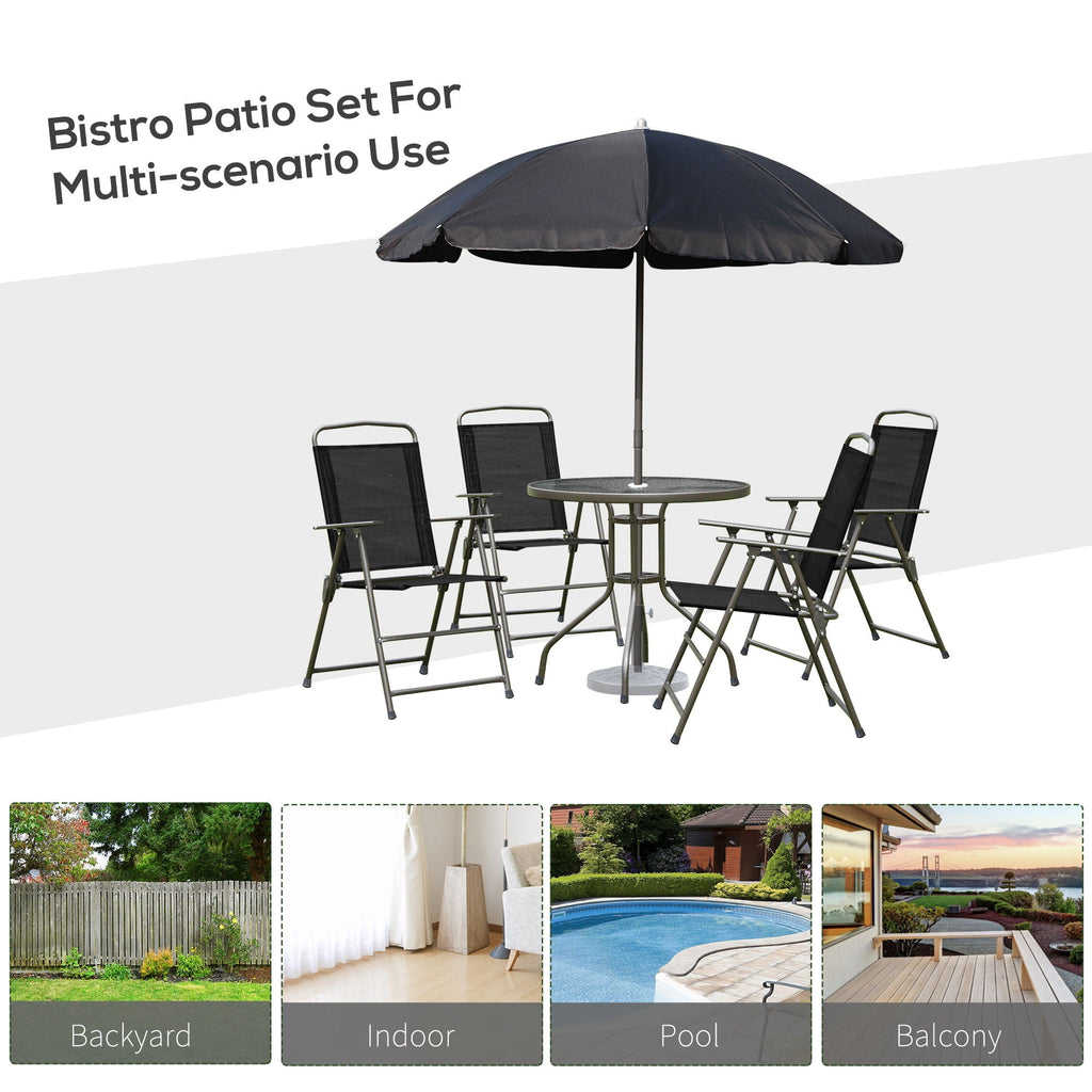 Patio Dining Set With Table Umbrella, Folding Chairs And Dining Table