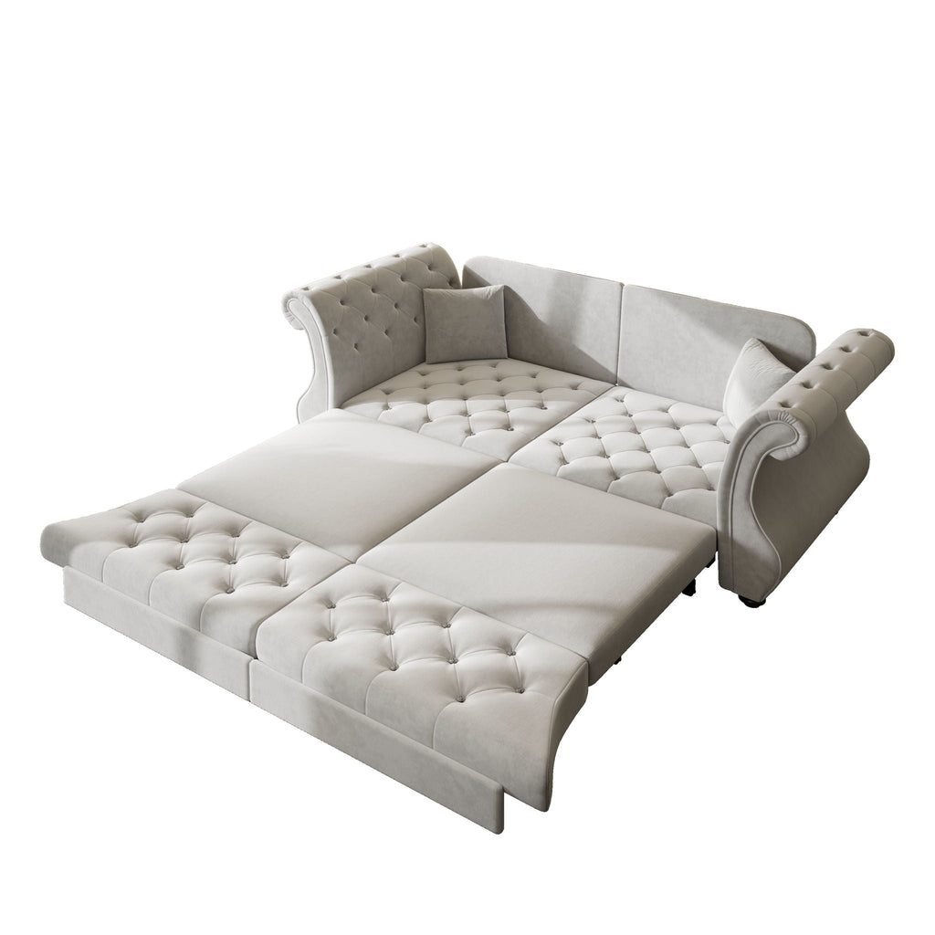 Oversized Chesterfield Pull Out Sofa Bed with Flower Tufting
