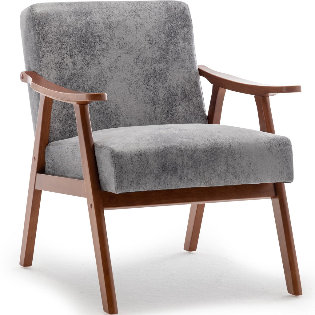 Mid Century Modern Accent Chair With Solid Wood Frame