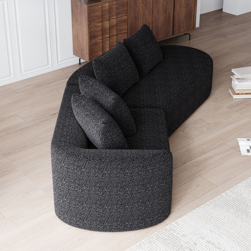 Oversized Sectional Sofa, 4 Seater Extra Deep, Wide Curved Couch With 4 Throw Pillows