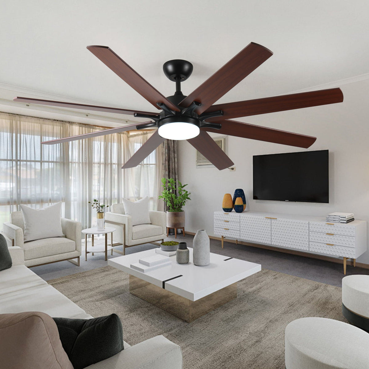 Large Ceiling Fans With Lights And Remote, Indoor / Outdoor Modern Ceiling Fan