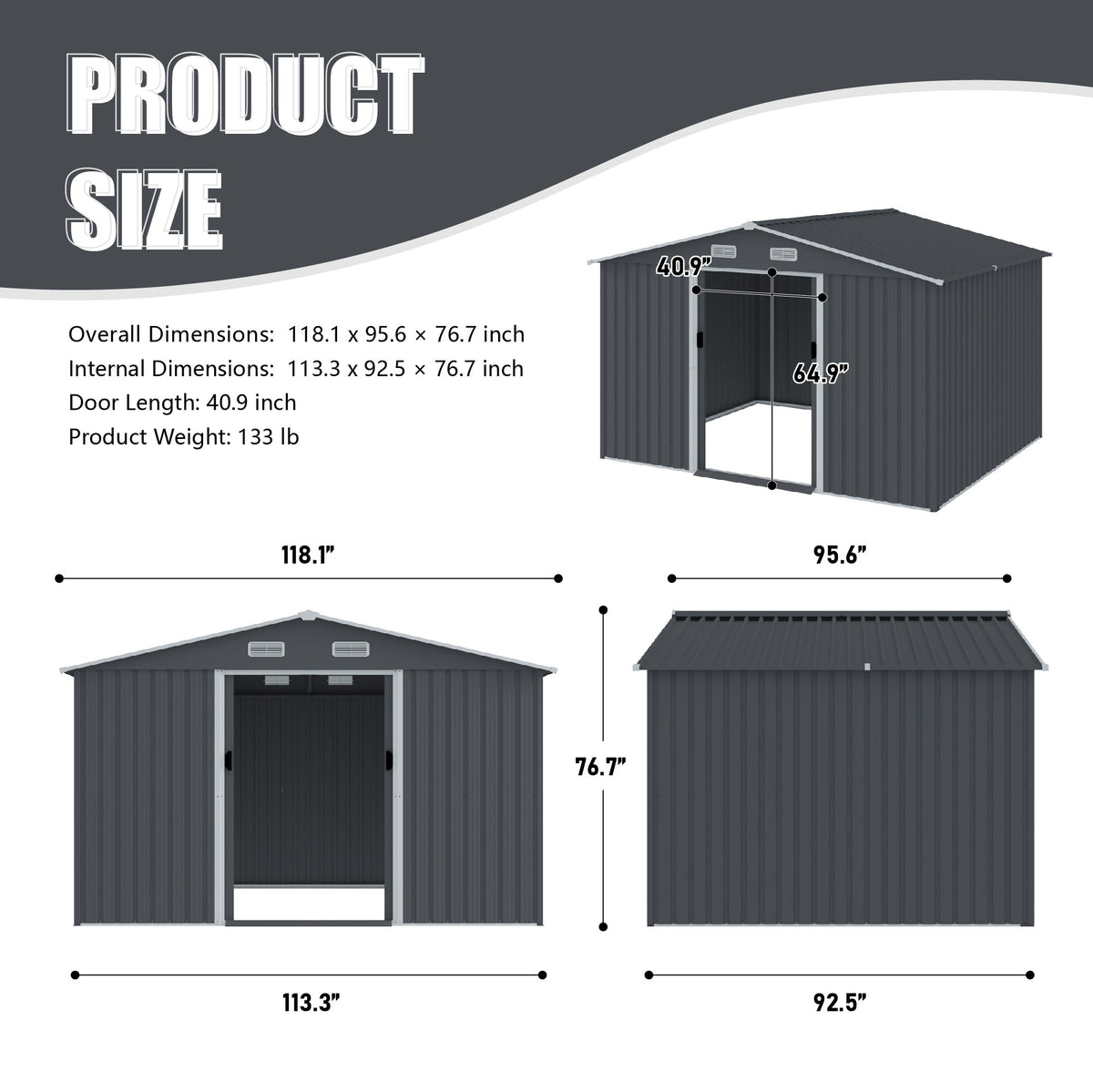 Outdoor Storage Shed 8 x 10 FT