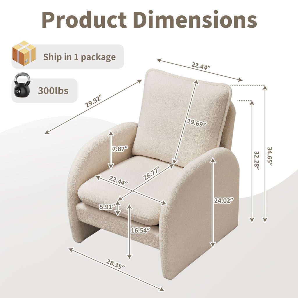 Modern Sherpa Upholstered Accent Chair
