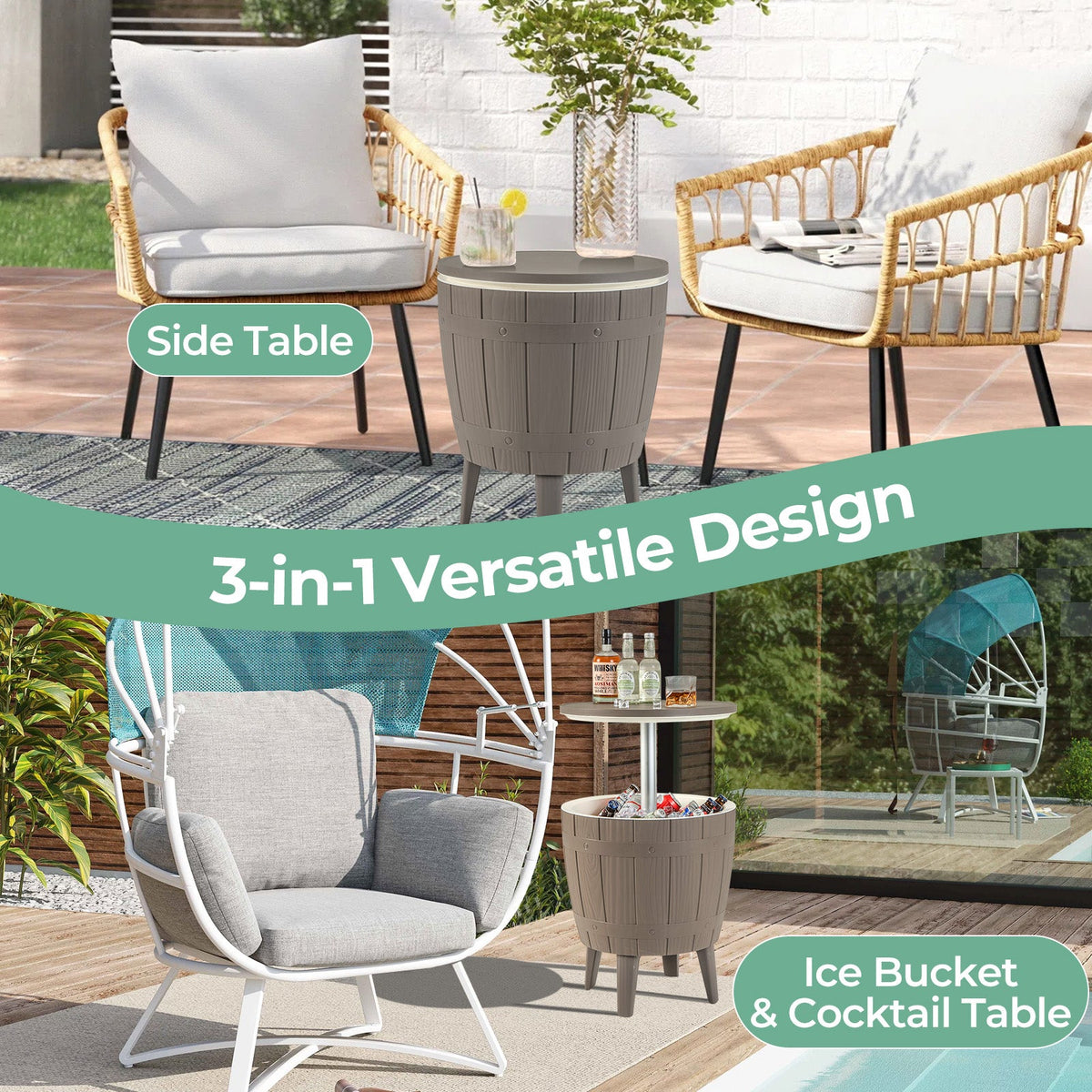 10 Gallon Cooler Bar Table Outdoor Coffee Table Ice Bucket