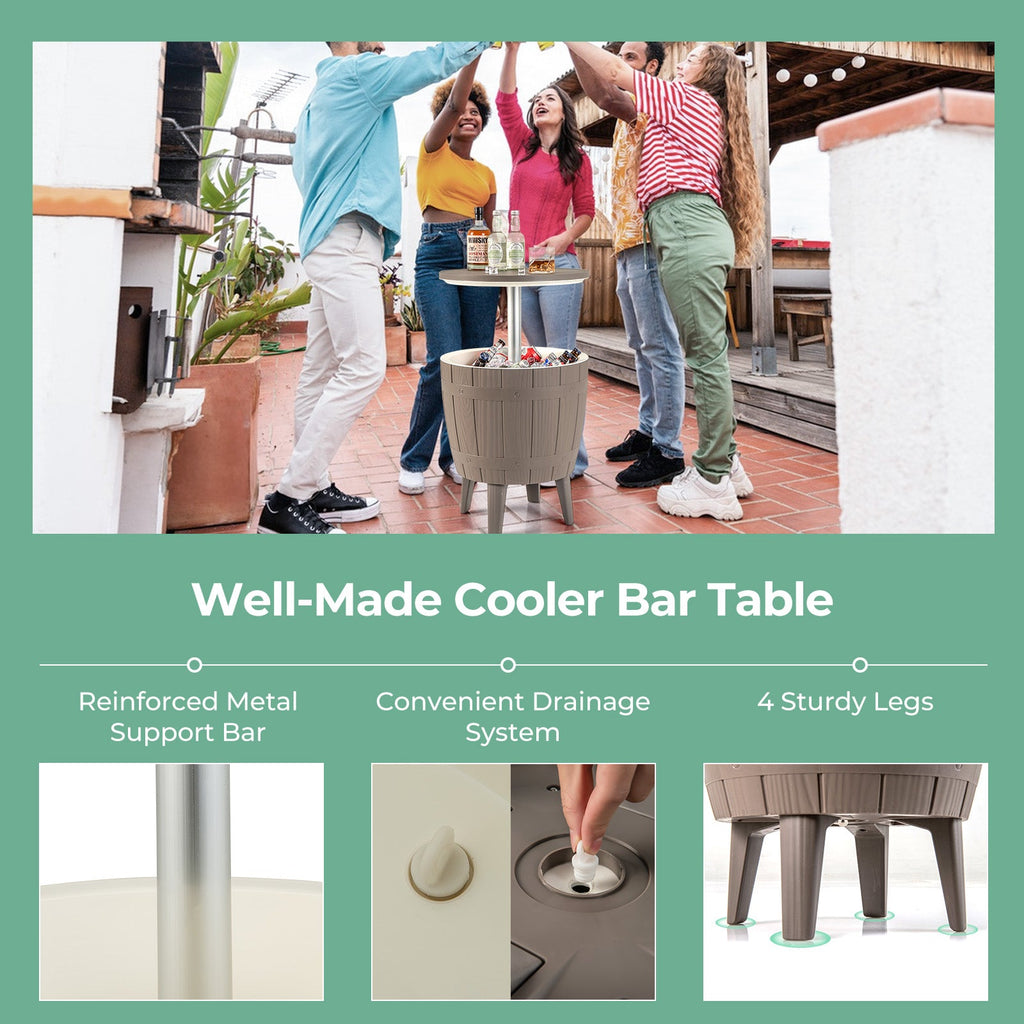 10 Gallon Cooler Bar Table Outdoor Coffee Table Ice Bucket