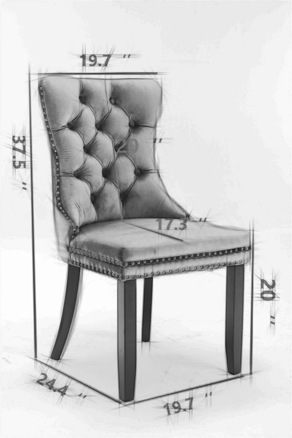 Modern Velvet Upholstered Dining Chairs - Set of 2