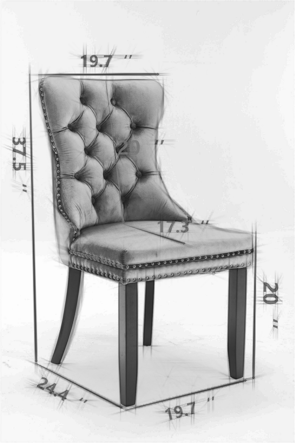 Modern Velvet Upholstered Dining Chairs - Set of 2