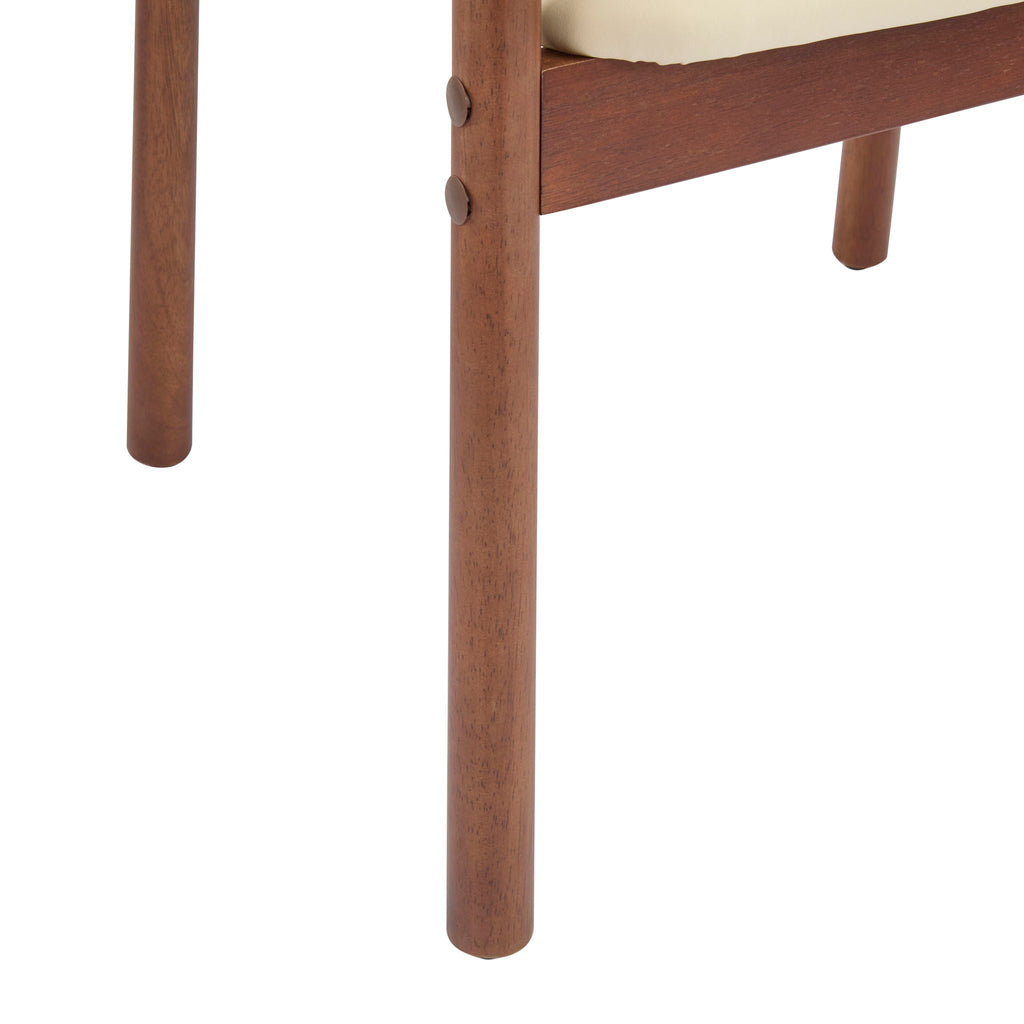 Dining Room Chairs, Set of 2 - Beige / Dark Walnut