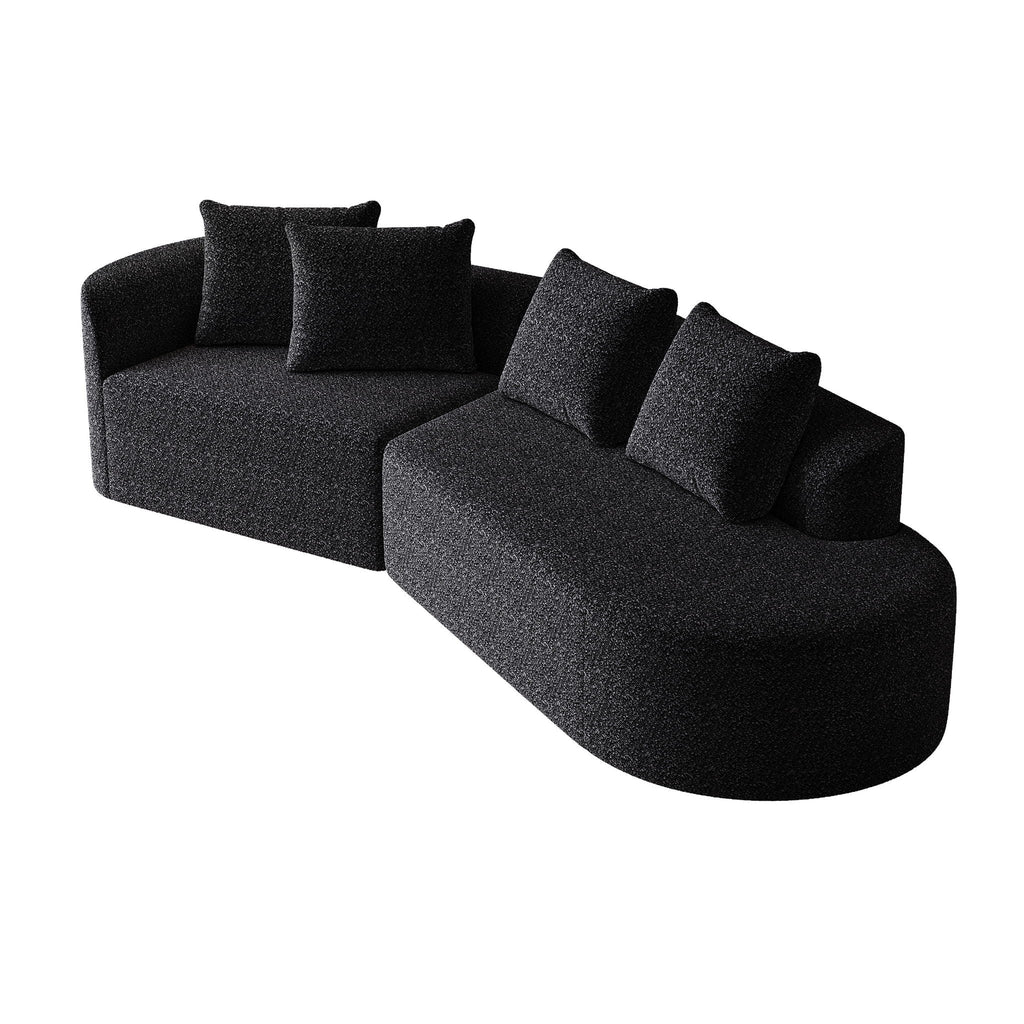 Oversized Sectional Sofa, 4 Seater Extra Deep, Wide Curved Couch With 4 Throw Pillows