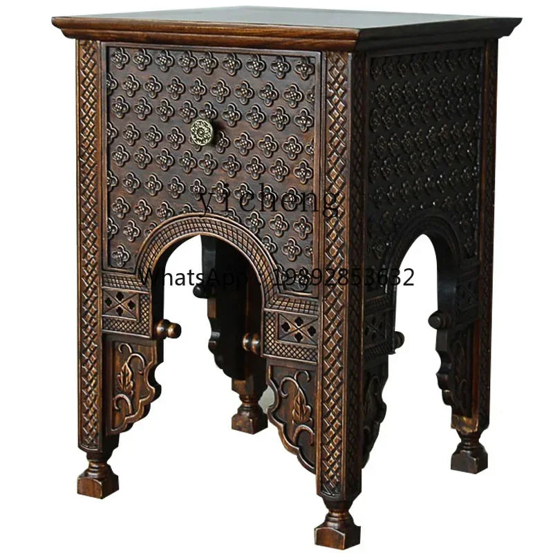 U18 Southeast Asian Solid Wood Bedside Table – Organic Natural Log Side Table