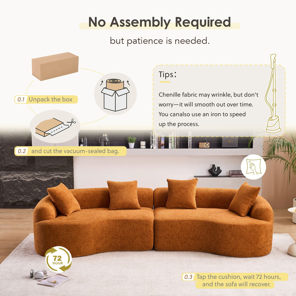 4 Seater Sofa With Fabric, Full Sponge, 4 Pillow, Sleeper Sectional
