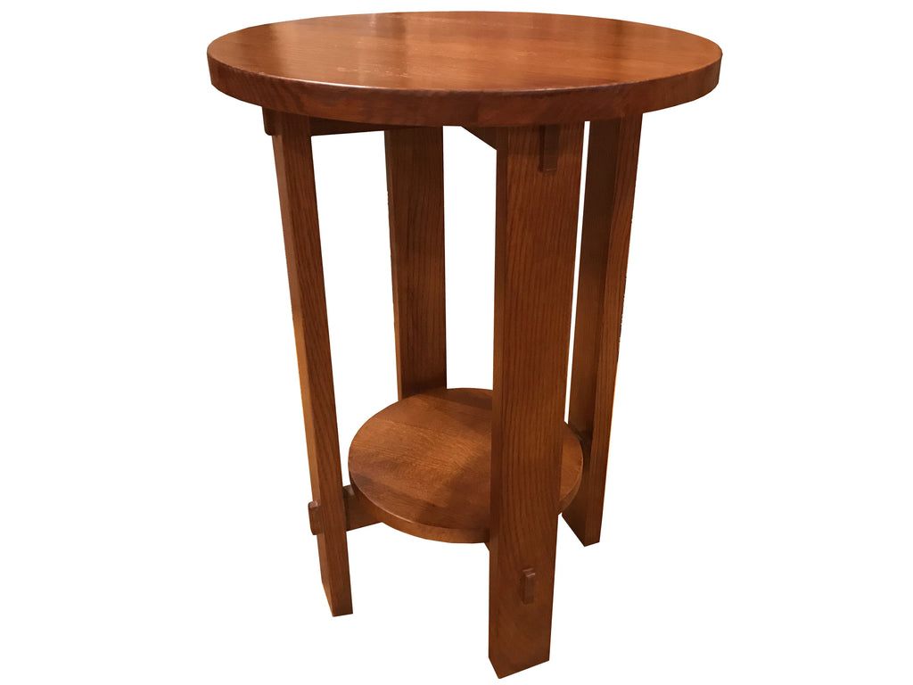Mission Style Oak Round End Table
