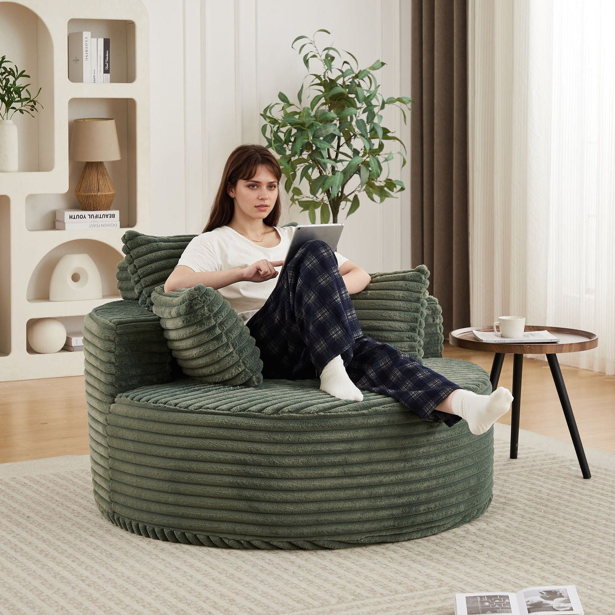 Modern Single Sofa With Backrest Pillow