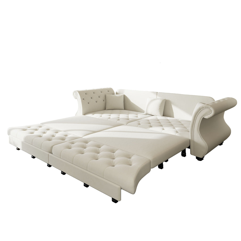 Oversized Chesterfield Pull Out Sofa Bed with Flower Tufting