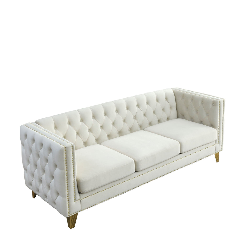 Upholstered Couch Sofa With Button Tufting