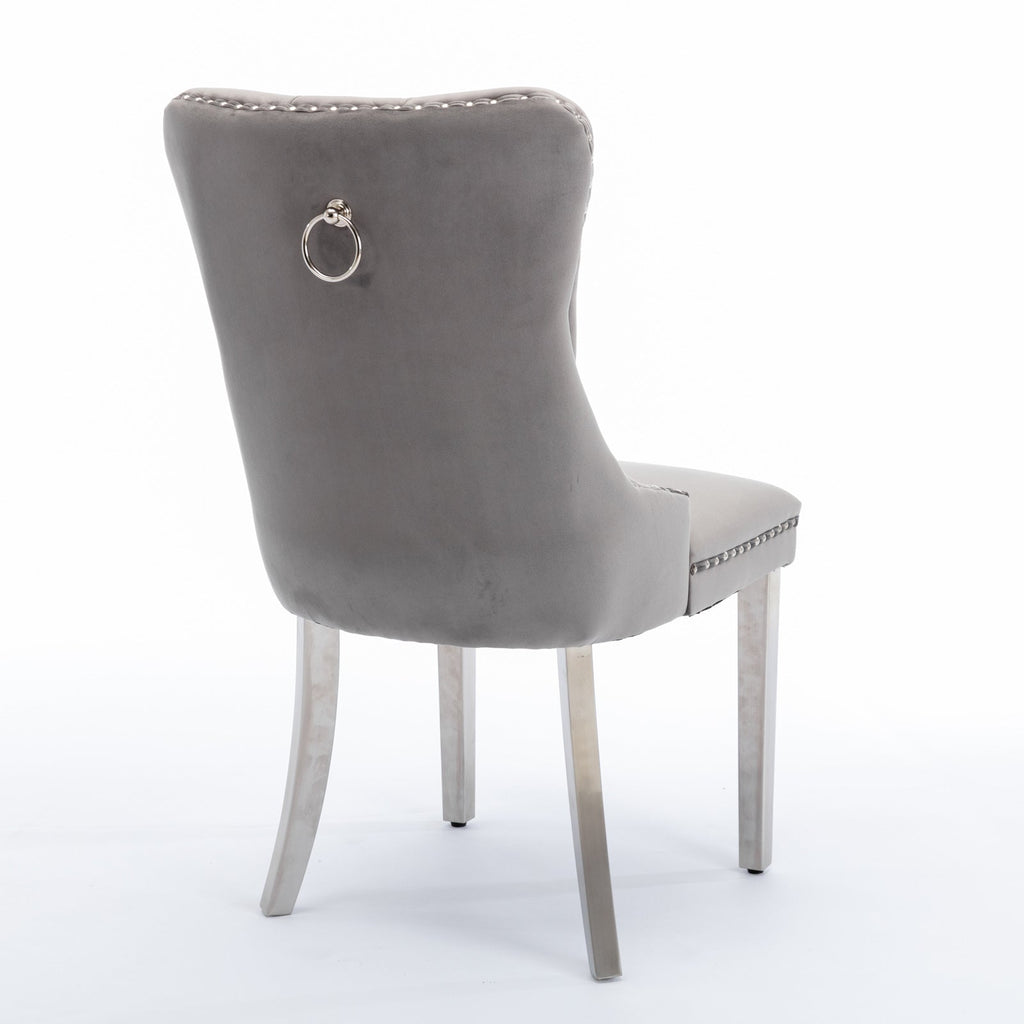 Modern Velvet Upholstered Dining Chairs - Set of 2