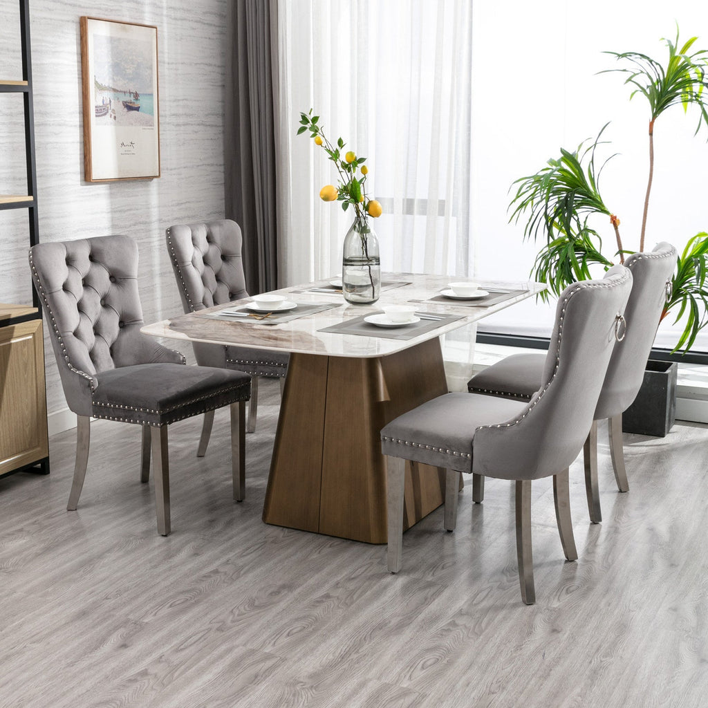 Modern Velvet Upholstered Dining Chairs - Set of 2