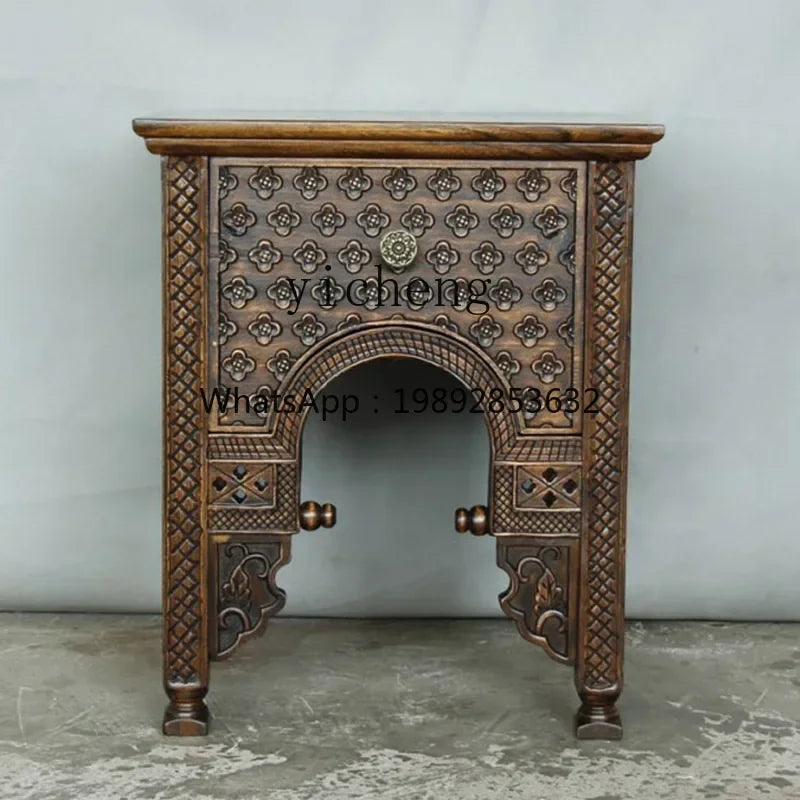 U18 Southeast Asian Solid Wood Bedside Table – Organic Natural Log Side Table